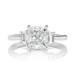 NENA 3 CARAT CUSHION CUT  THREE STONE DIAMOND ENGAGEMENT RING PLATINUM CERTIFIED 2 CT G VS1 BY MIKE NEKTA