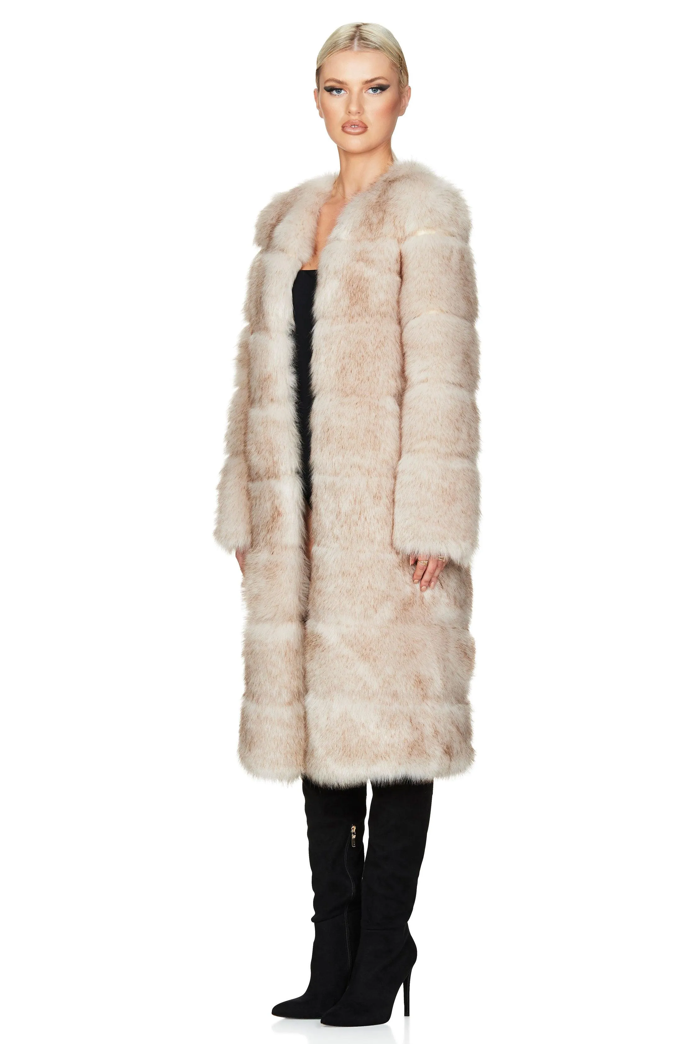 Nookie Tatiana Faux Fur Long Jacket - Cream