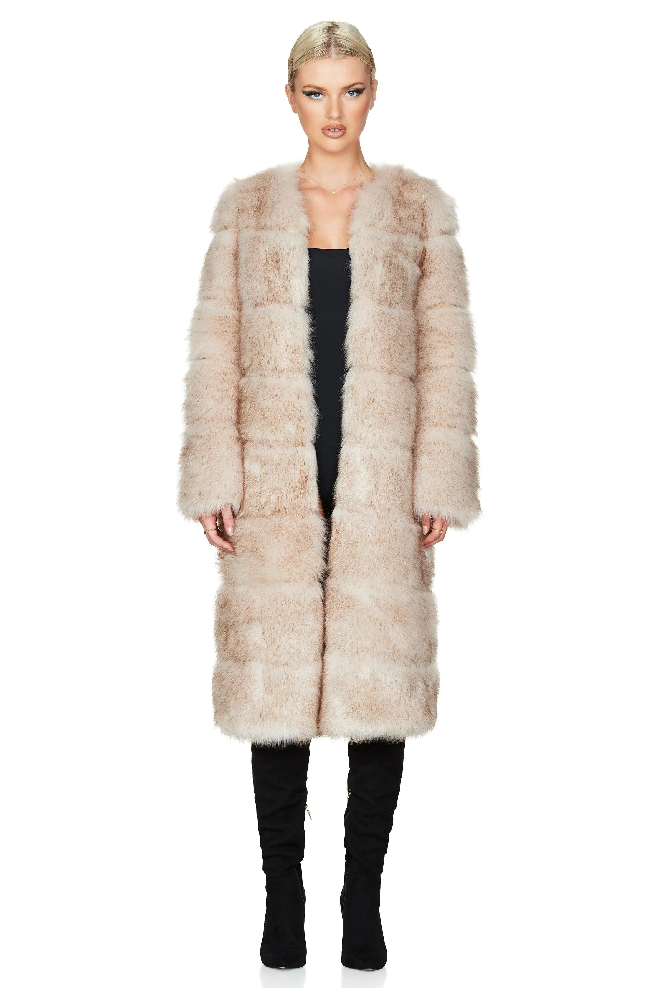 Nookie Tatiana Faux Fur Long Jacket - Cream