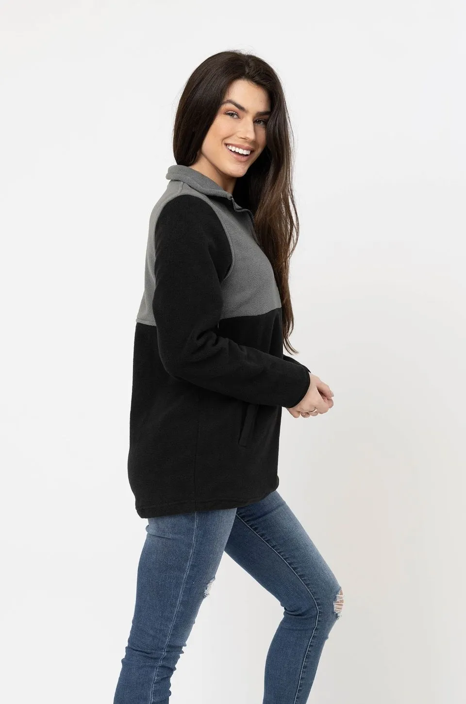 Nursing Fleece Jacket - Hidden Zipper - Black