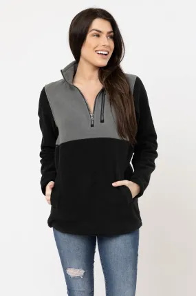 Nursing Fleece Jacket - Hidden Zipper - Black