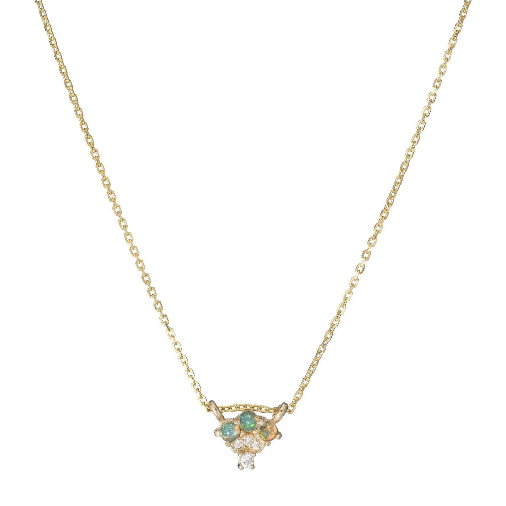 Opal Diamond Fan Necklace