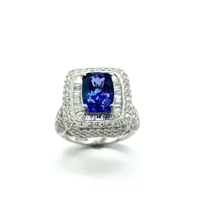 Platinum 5.72 Carat Tanzanite with 9ctw in Diamonds