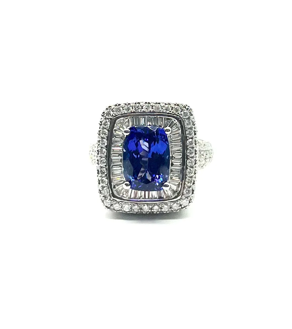 Platinum 5.72 Carat Tanzanite with 9ctw in Diamonds