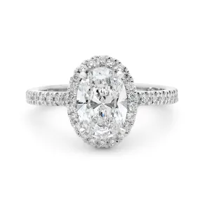 Platinum Oval Cut Halo Diamond Ring