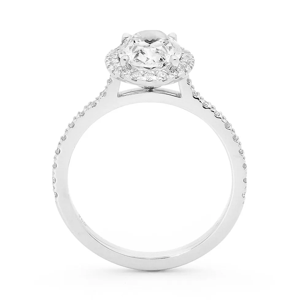 Platinum Oval Cut Halo Diamond Ring