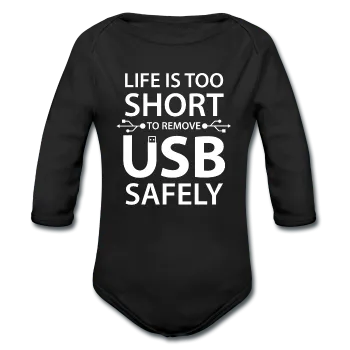 "Life is too Short" (white) - Baby Long Sleeve One Piece