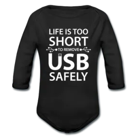 "Life is too Short" (white) - Baby Long Sleeve One Piece