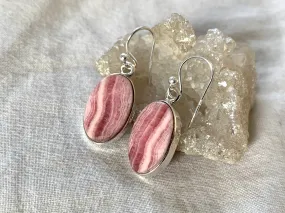 Rhodochrosite Akoni Earrings - Oval