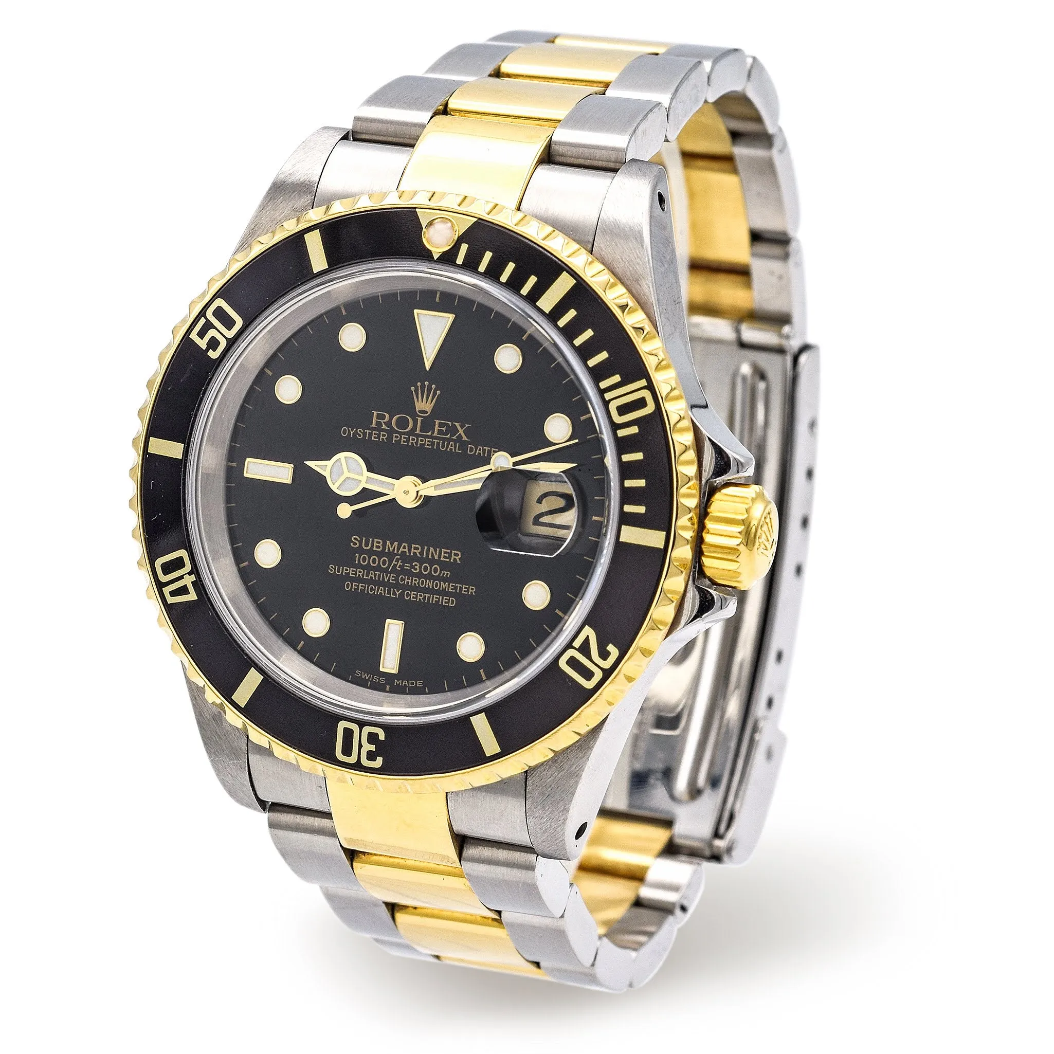 Rolex Submariner 18K Yellow Gold Stainless Steel Watch 16613LN