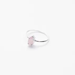 Silver Faceted Rose Quartz Ring