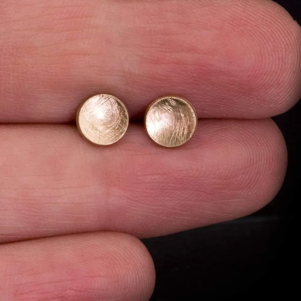 Small Concave Round Simple Gold Studs Earrings