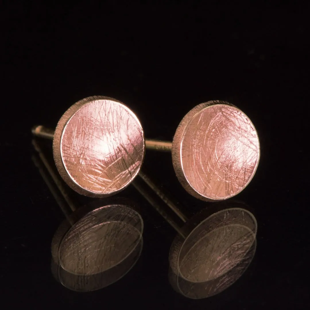 Small Concave Round Simple Gold Studs Earrings