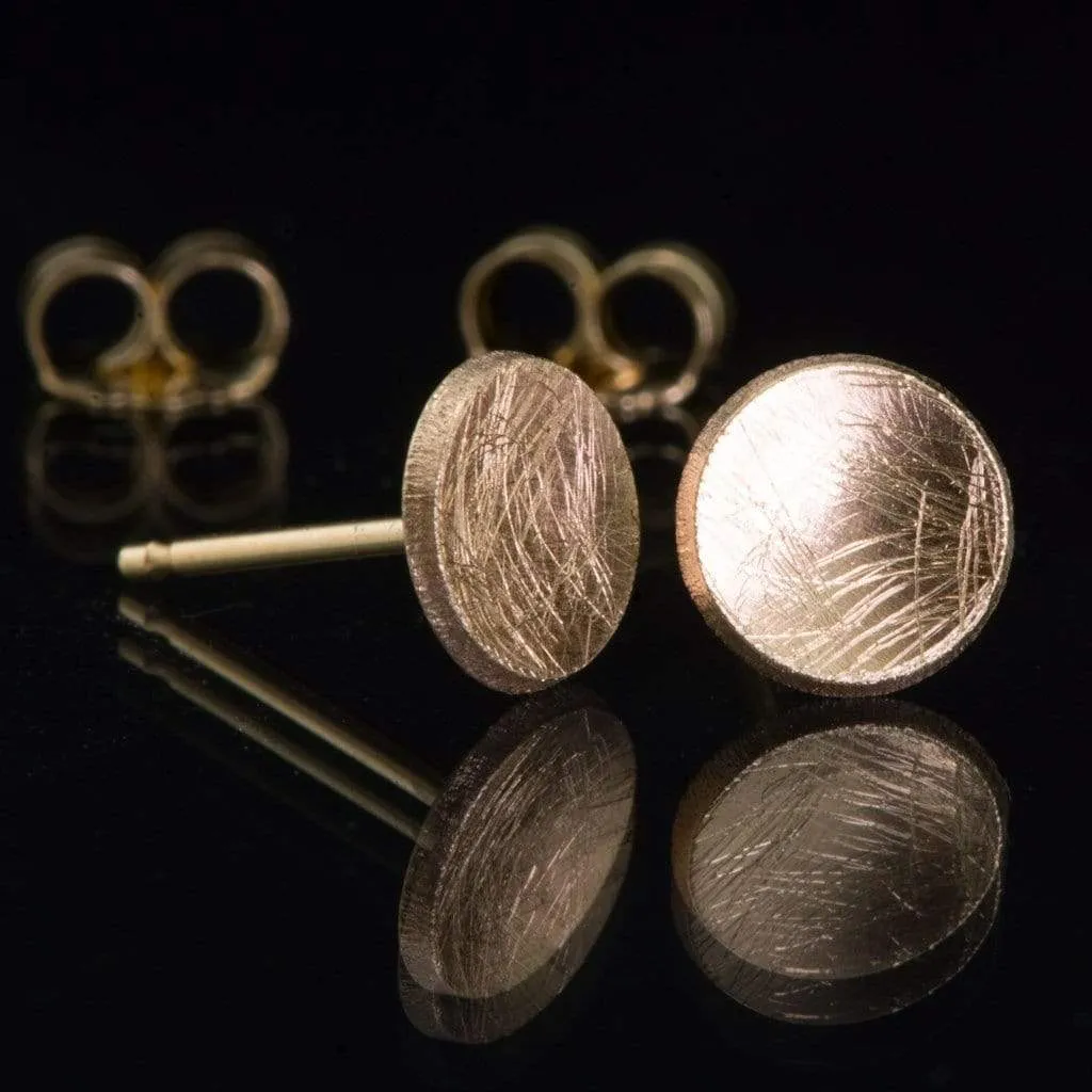 Small Concave Round Simple Gold Studs Earrings