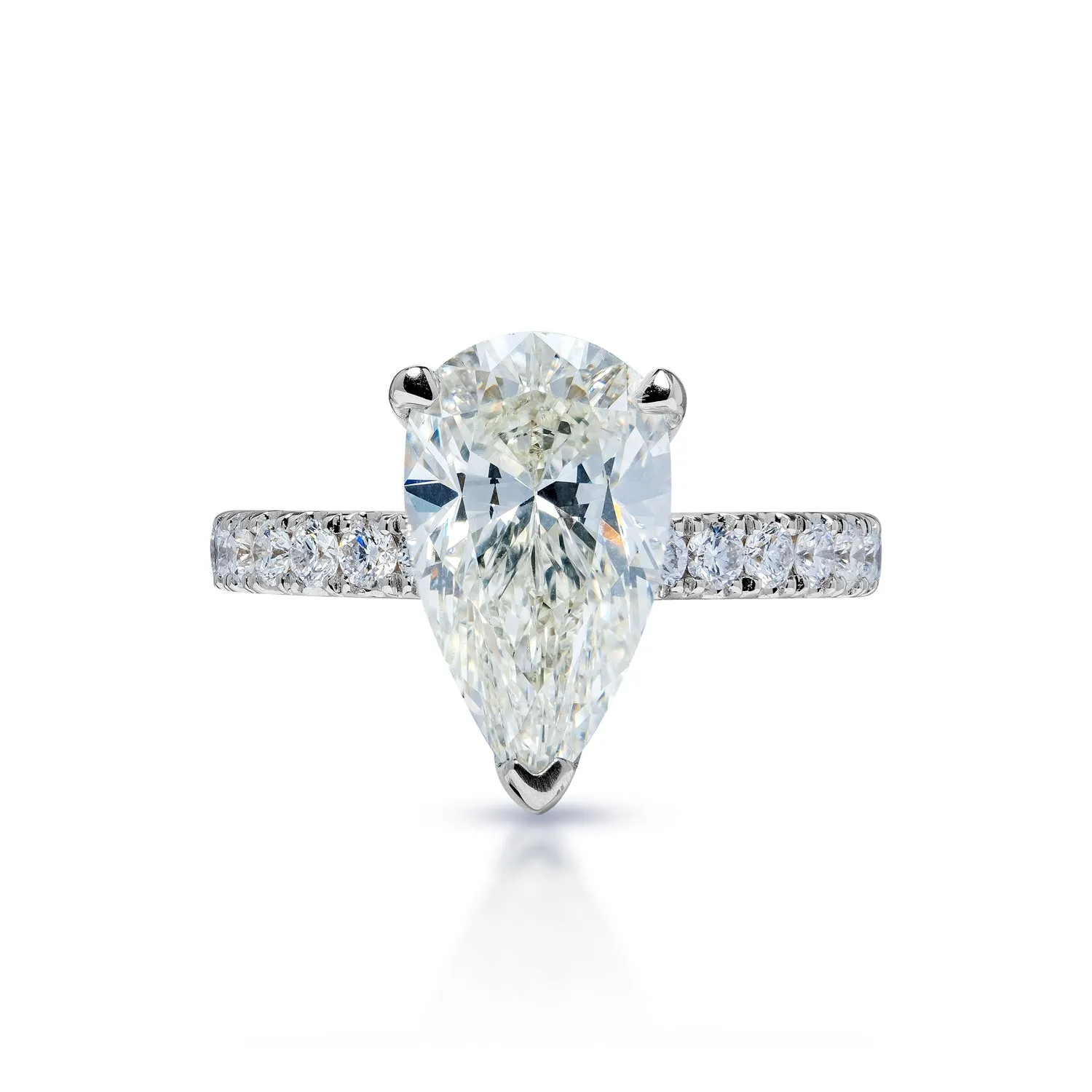 Sophie 4 Carat Pear Shape G VS1 Diamond Engagement Ring in 18k White Gold. EGL Certified