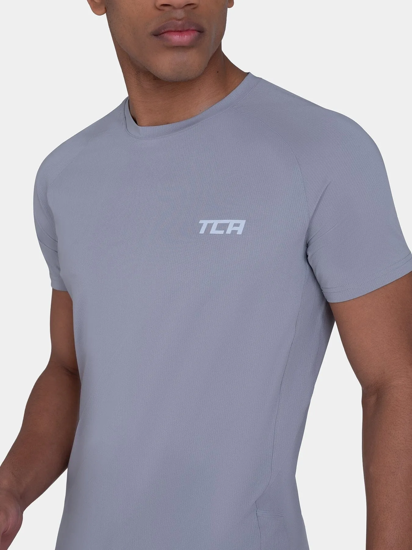 Stamina Short Sleeve Crew Neck Running Top For Men With Back Zip Pocket