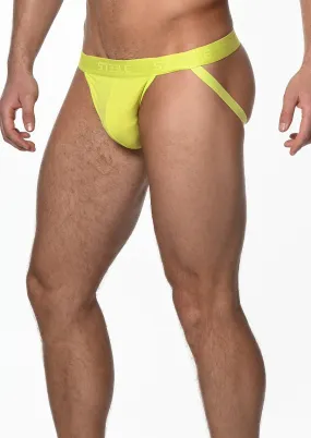 Stripe Sheer Jockstrap (Neon Yellow)