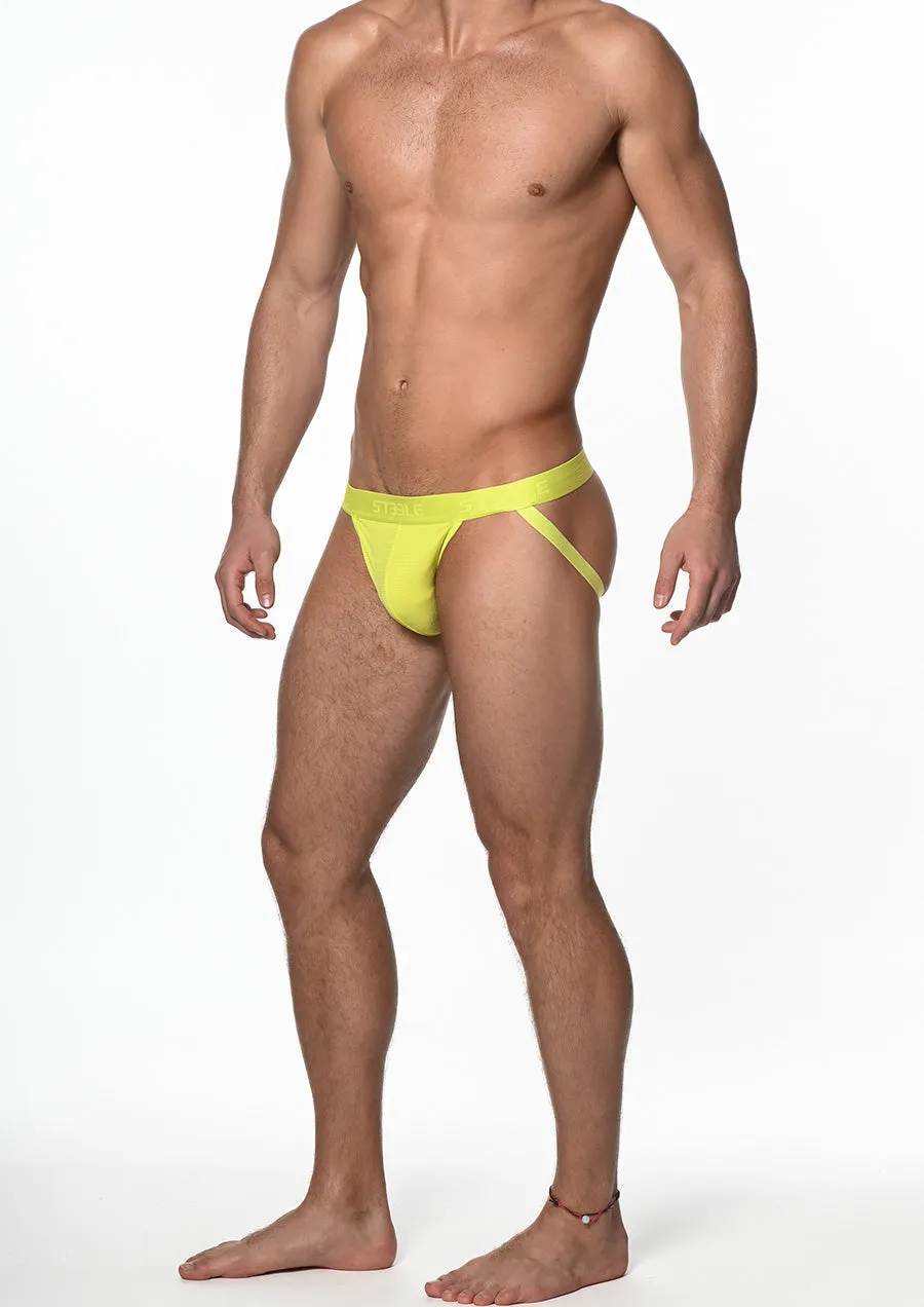 Stripe Sheer Jockstrap (Neon Yellow)