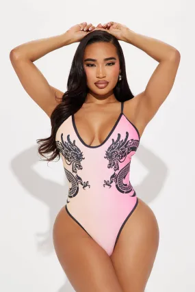 Tatianna Dragon Tattoo 1 Piece Swimsuit - Pink/combo