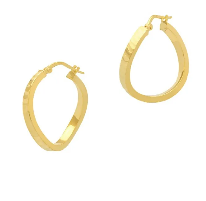 Textured Wavy Hoops - Gold