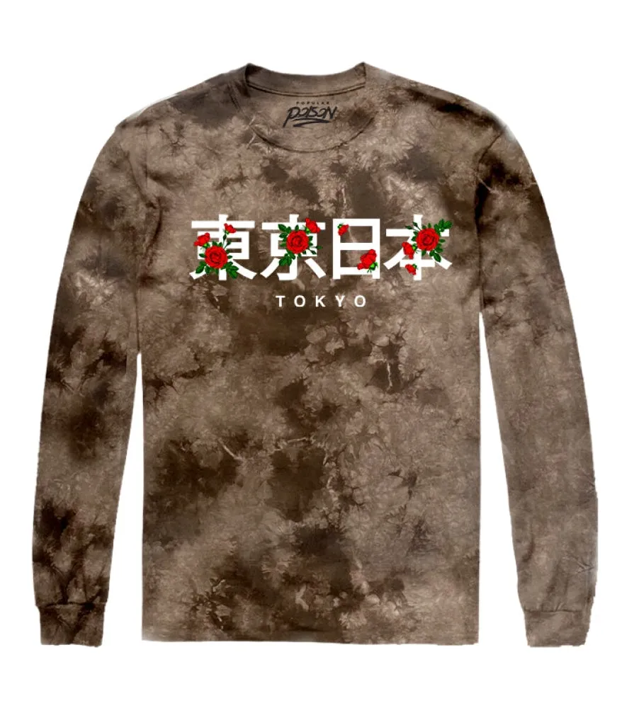 TOKYO KANJI OVERLAY TIE DYE LONG SLEEVE TEE