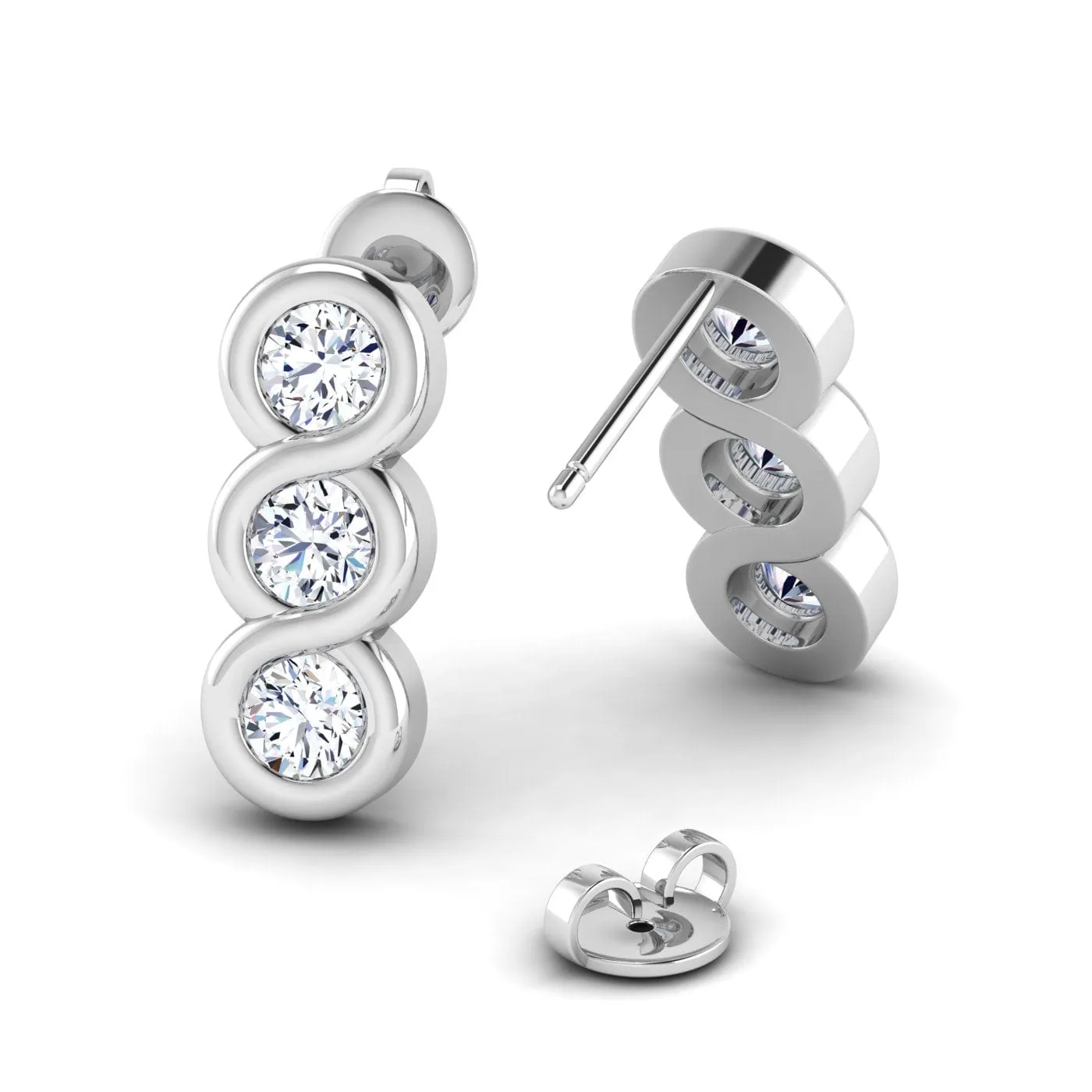 Trio Diamond Drop Earrings, Lab Grown