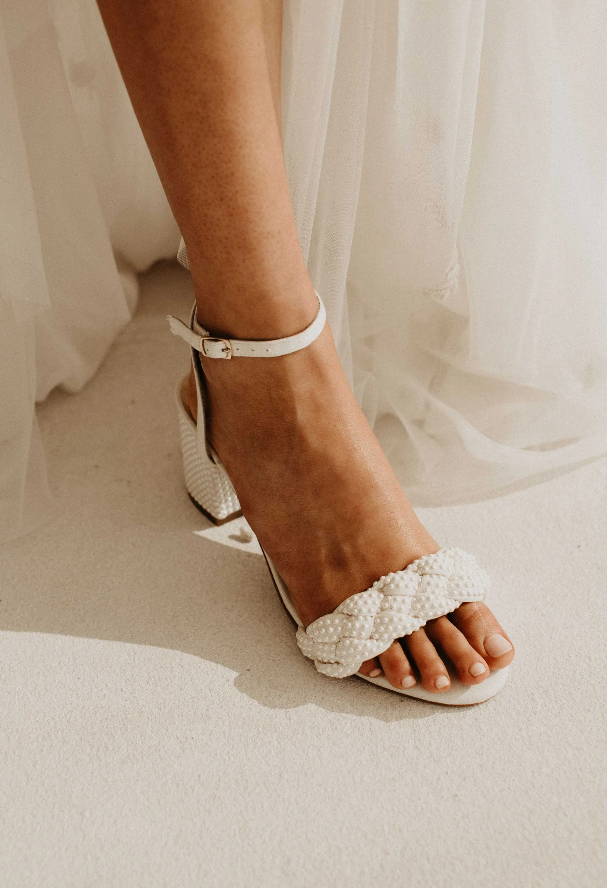 TRUE - IVORY PEARL WEDDING SANDALS WITH PLAIT TOE - FINAL SALE