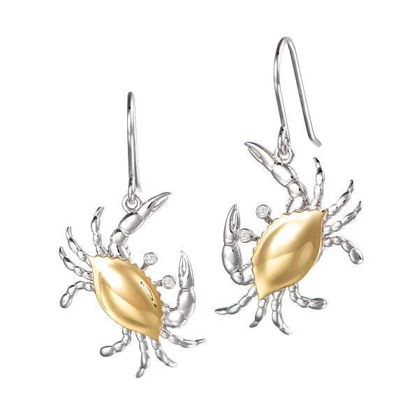 Two-Tone Blue Crab Earrings