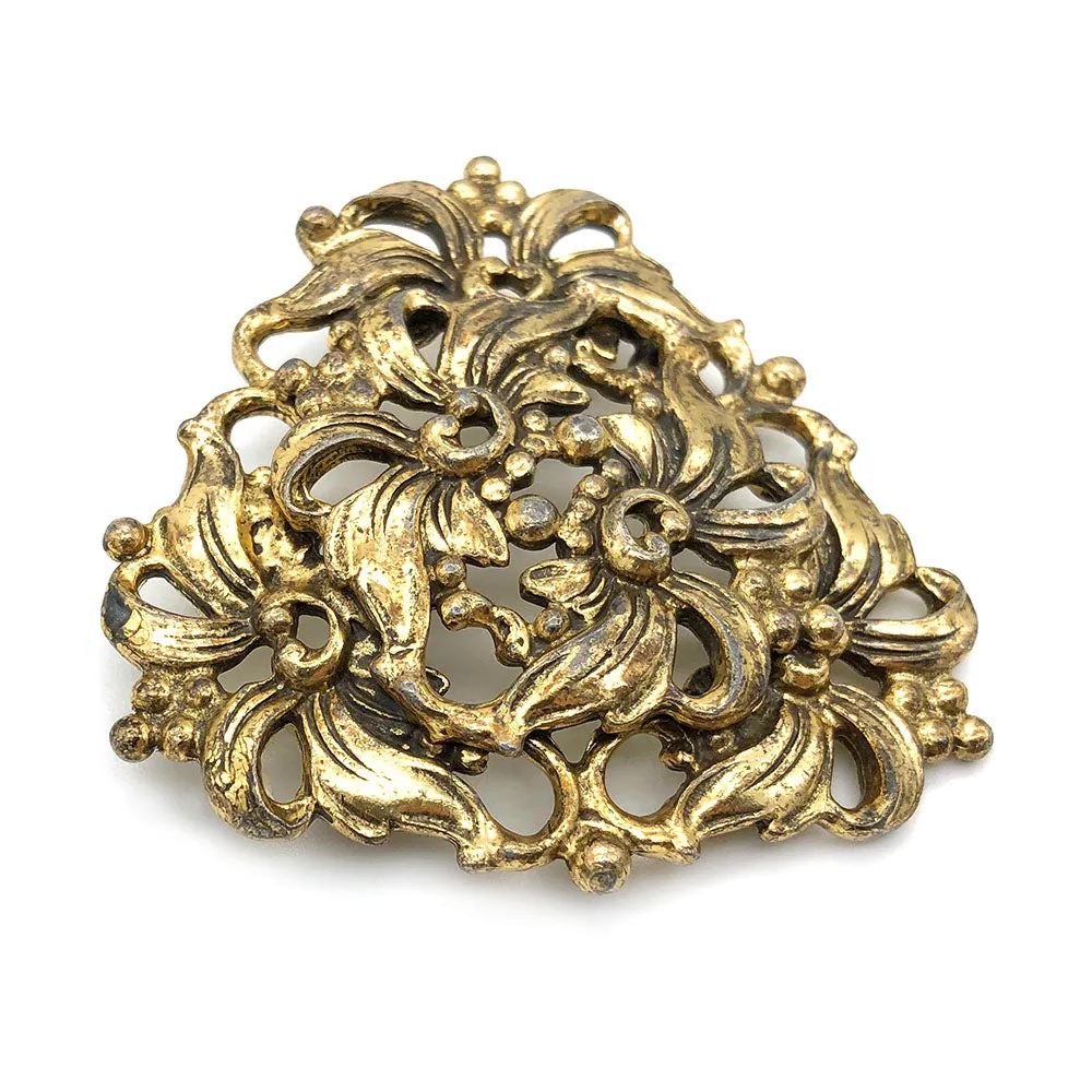 【USA輸入】ヴィンテージ フローラル オープンワーク ブローチ/Vintage Floral Open Work Brooch