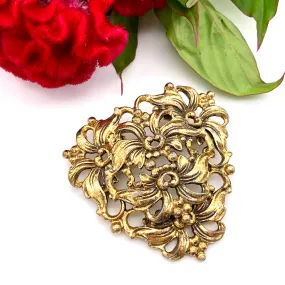 【USA輸入】ヴィンテージ フローラル オープンワーク ブローチ/Vintage Floral Open Work Brooch