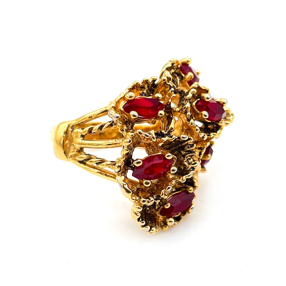 【USA輸入】ヴィンテージ レッド フローラル ビジュー リング/Vintage Red Floral Bijou Ring