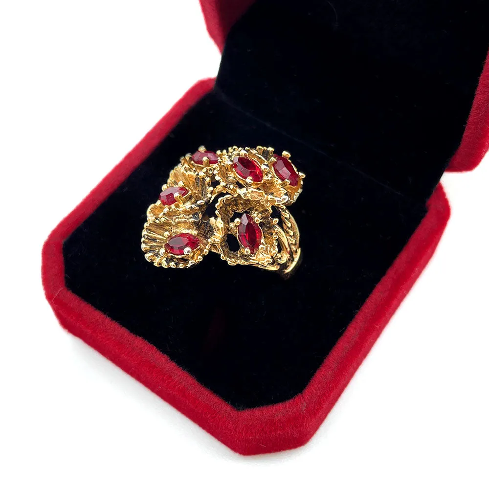 【USA輸入】ヴィンテージ レッド フローラル ビジュー リング/Vintage Red Floral Bijou Ring