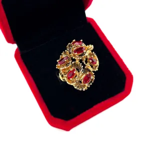 【USA輸入】ヴィンテージ レッド フローラル ビジュー リング/Vintage Red Floral Bijou Ring