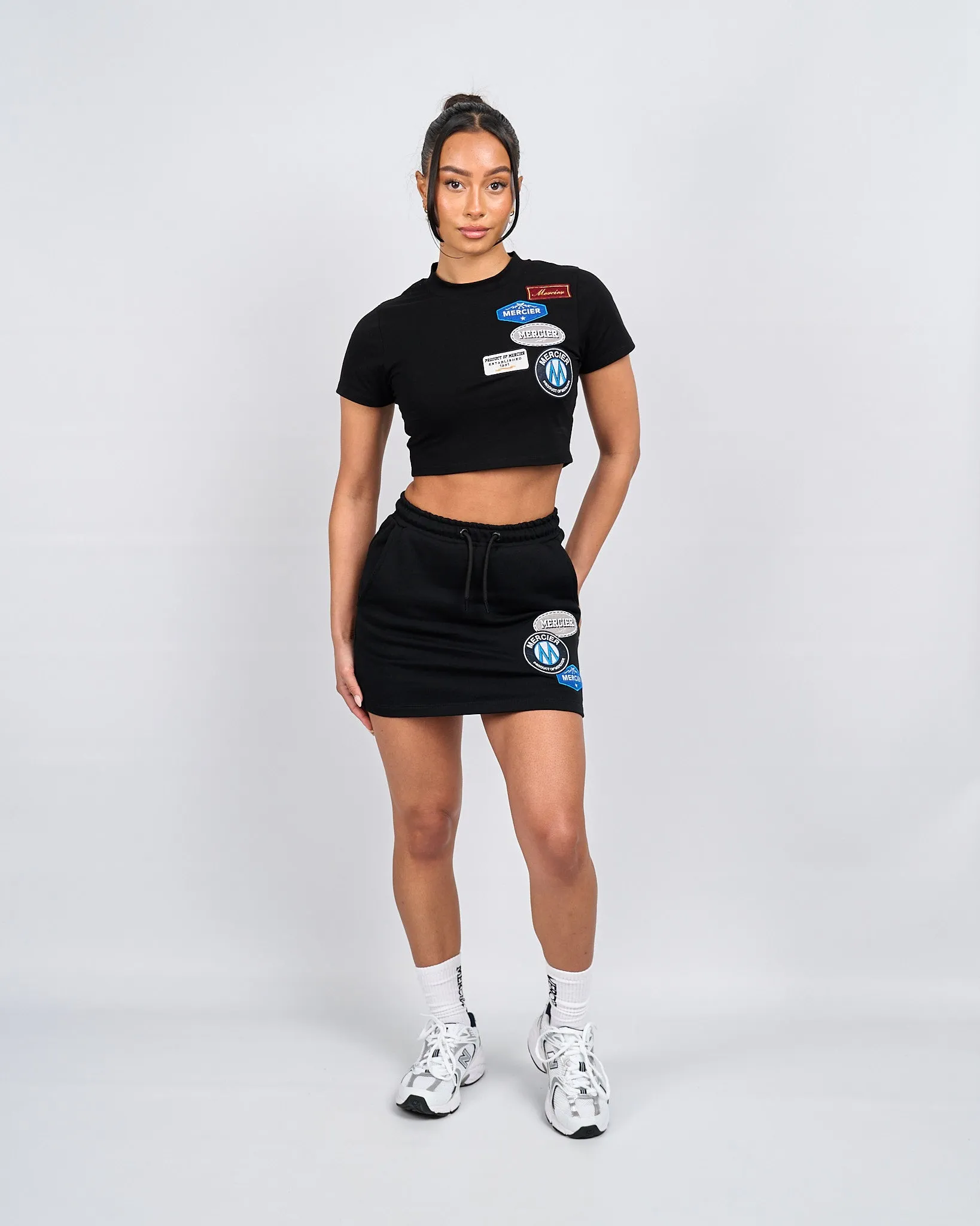 Womens Black OG Badge Mini Skirt