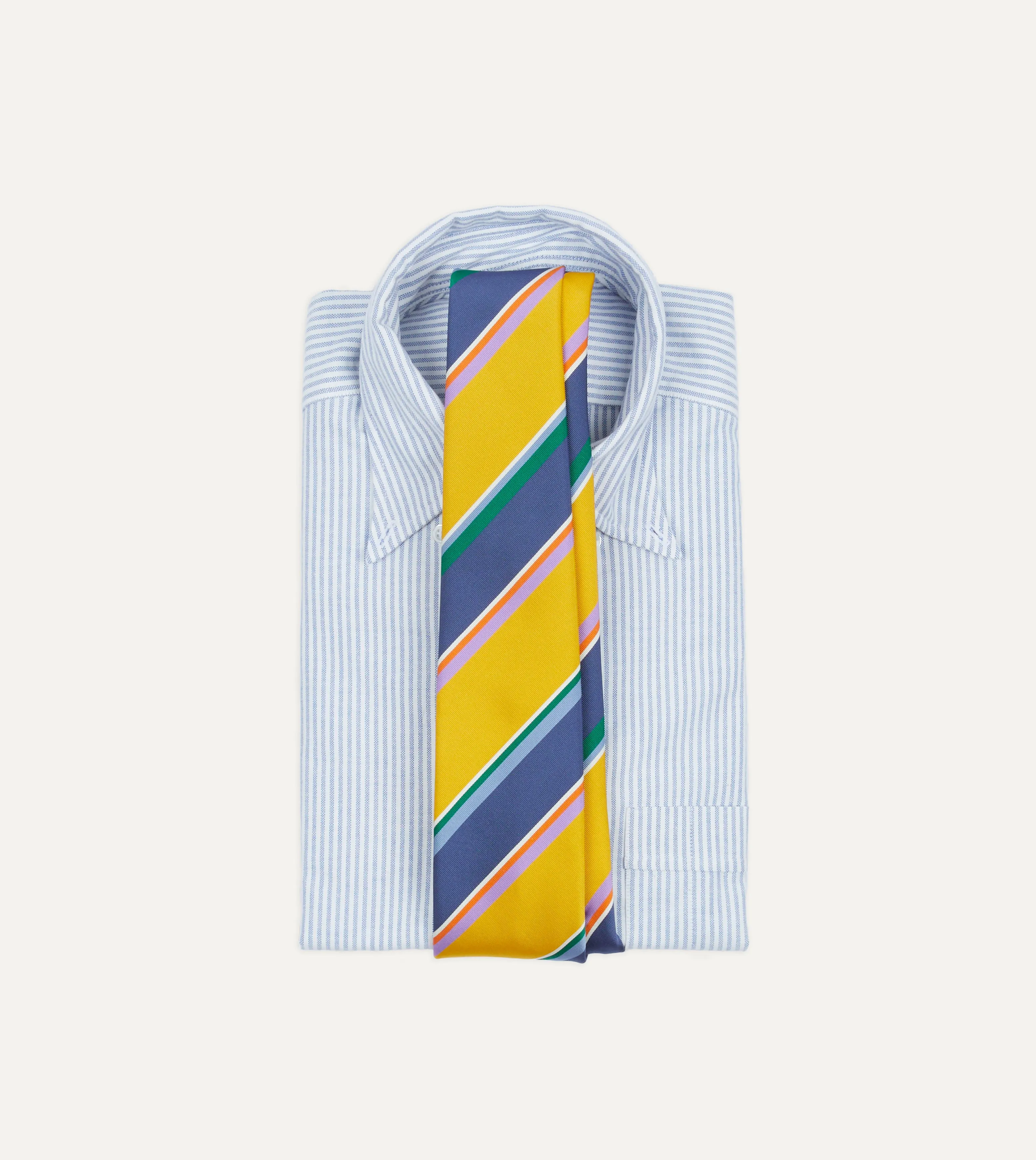 Yellow Multi Stripe Silk Tipped Tie